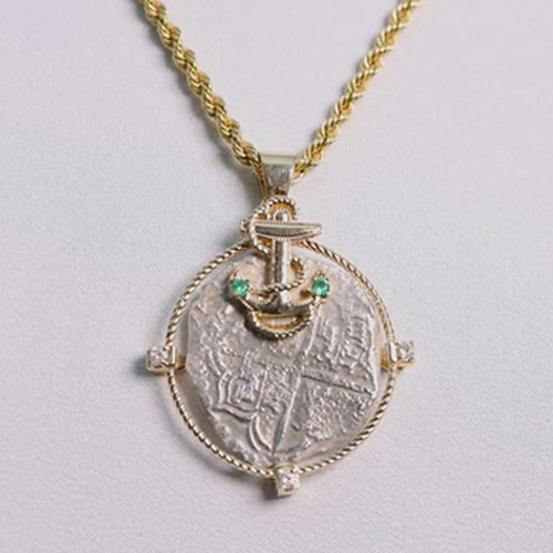 Authentic Atocha 8 Reale Anchor 14K w/ 2 - 2.50mm Emeralds | 3 - 2.70mm Diamonds | COA Included