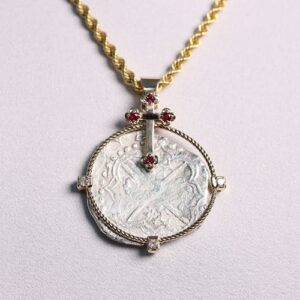 CROSS WITH RED RUBIES